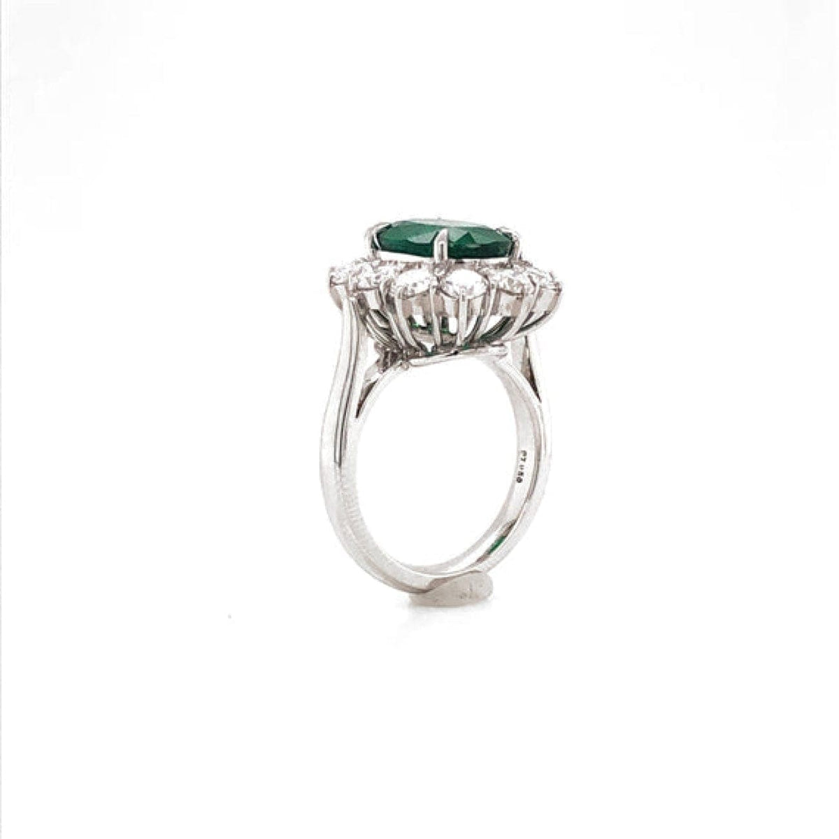Manfredi Jewels Jewelry - CERTIFIED ZAMBIAN OVAL CUT EMERALD 3.22 CARAT TOTAL DIAMOND PLATINUM RING | Manfredi Jewels