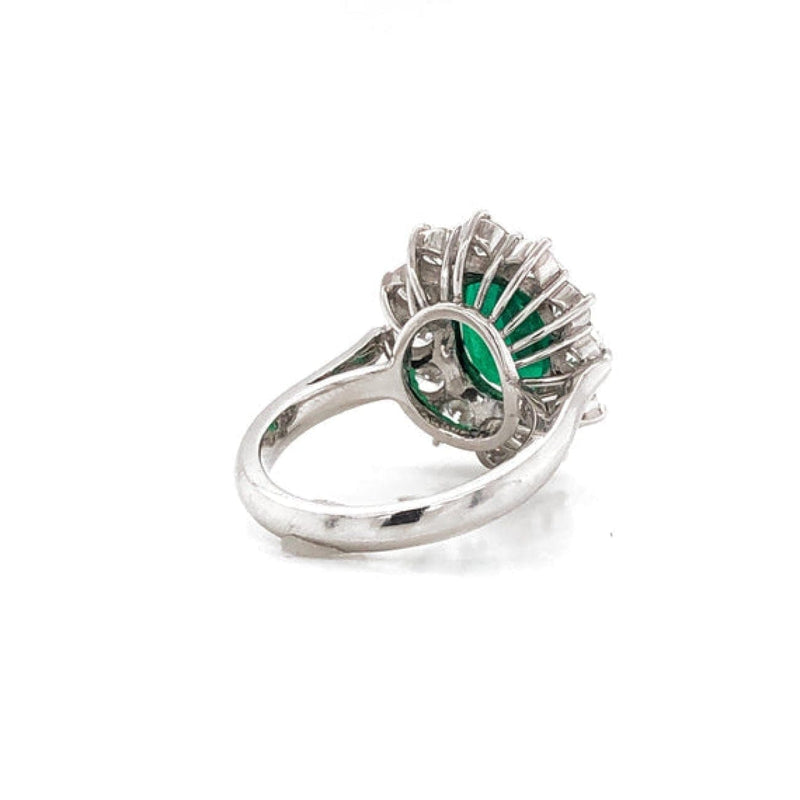 Manfredi Jewels Jewelry - CERTIFIED ZAMBIAN OVAL CUT EMERALD 3.22 CARAT TOTAL DIAMOND PLATINUM RING