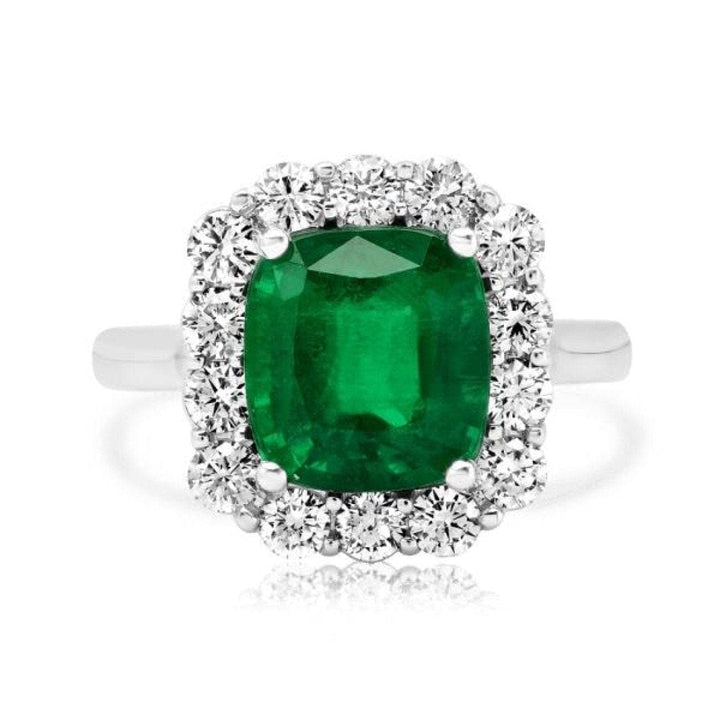 Manfredi Jewels Jewelry - Cushion Cut Emerald & Round Diamonds Ring | Manfredi Jewels