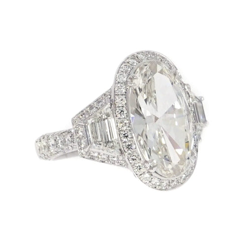 Manfredi Jewels Engagement - GIA Certified 4.34 ct. Oval Diamond Platinum Ring