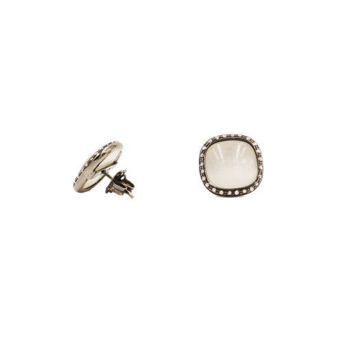 Manfredi Jewels Jewelry - Gray Quartz & Diamond Stud Earrings | Manfredi Jewels