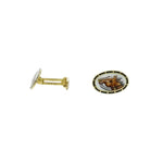 Manfredi Jewels Accessories - Horse Enameled Oval Shaped Yellow Gold Cufflinks