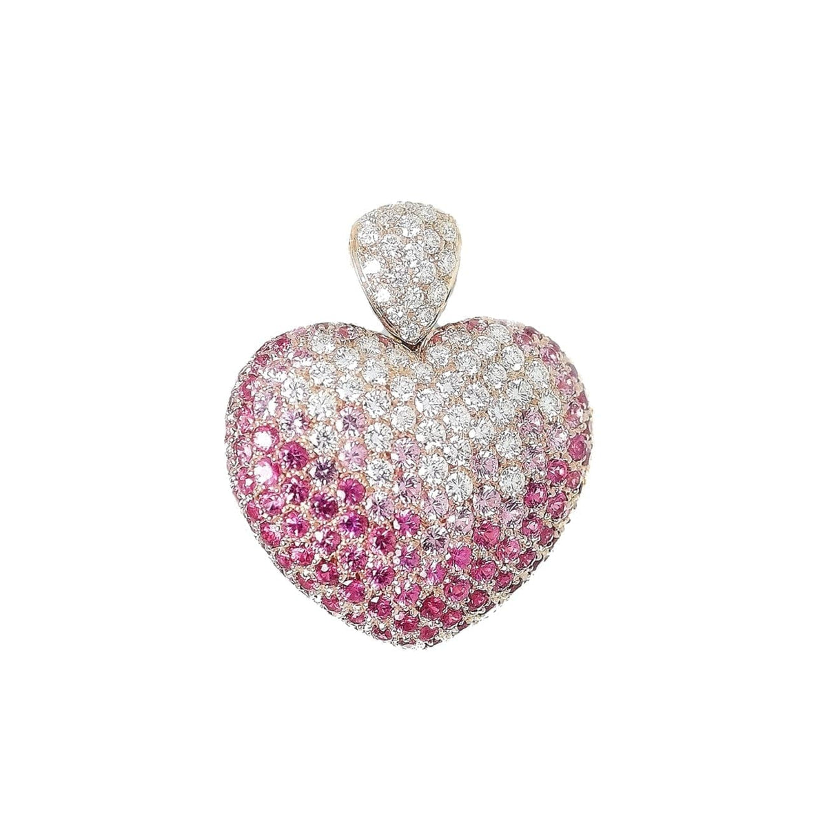 Manfredi Jewels Jewelry - Leo Pizzo Puffed Diamond And Pink Sapphire Heart Shaped Necklace | Manfredi Jewels