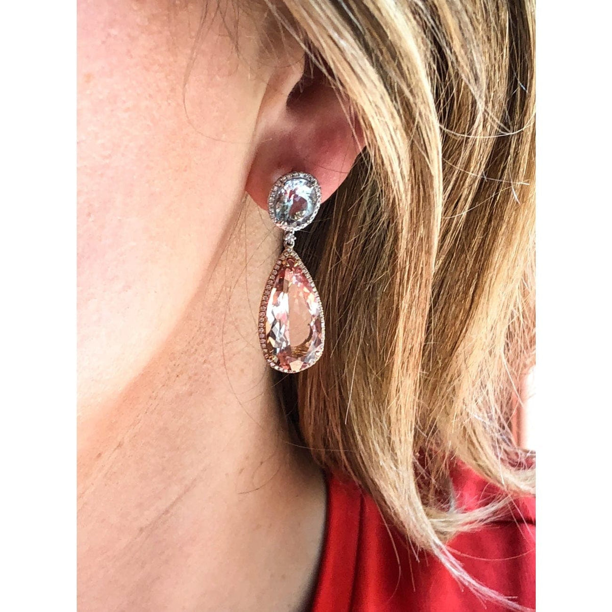 Manfredi Jewels - Morganite & Aquamarine Drop Earrings | Manfredi Jewels
