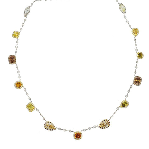 Multi-Color Gem Yellow Diamond Necklace