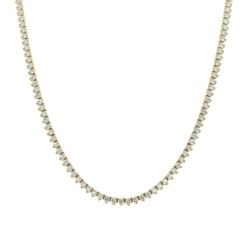 Natural Diamonds Graduated Tennis Necklace in solid 14k Yellow Gold, 17"