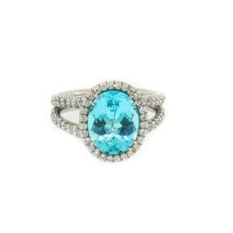 Paraiba Tourmaline and Diamond Platinum Ring