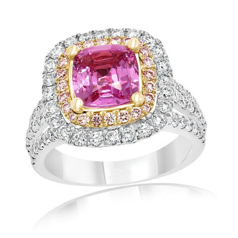 Pink Sapphire and Diamond Ring