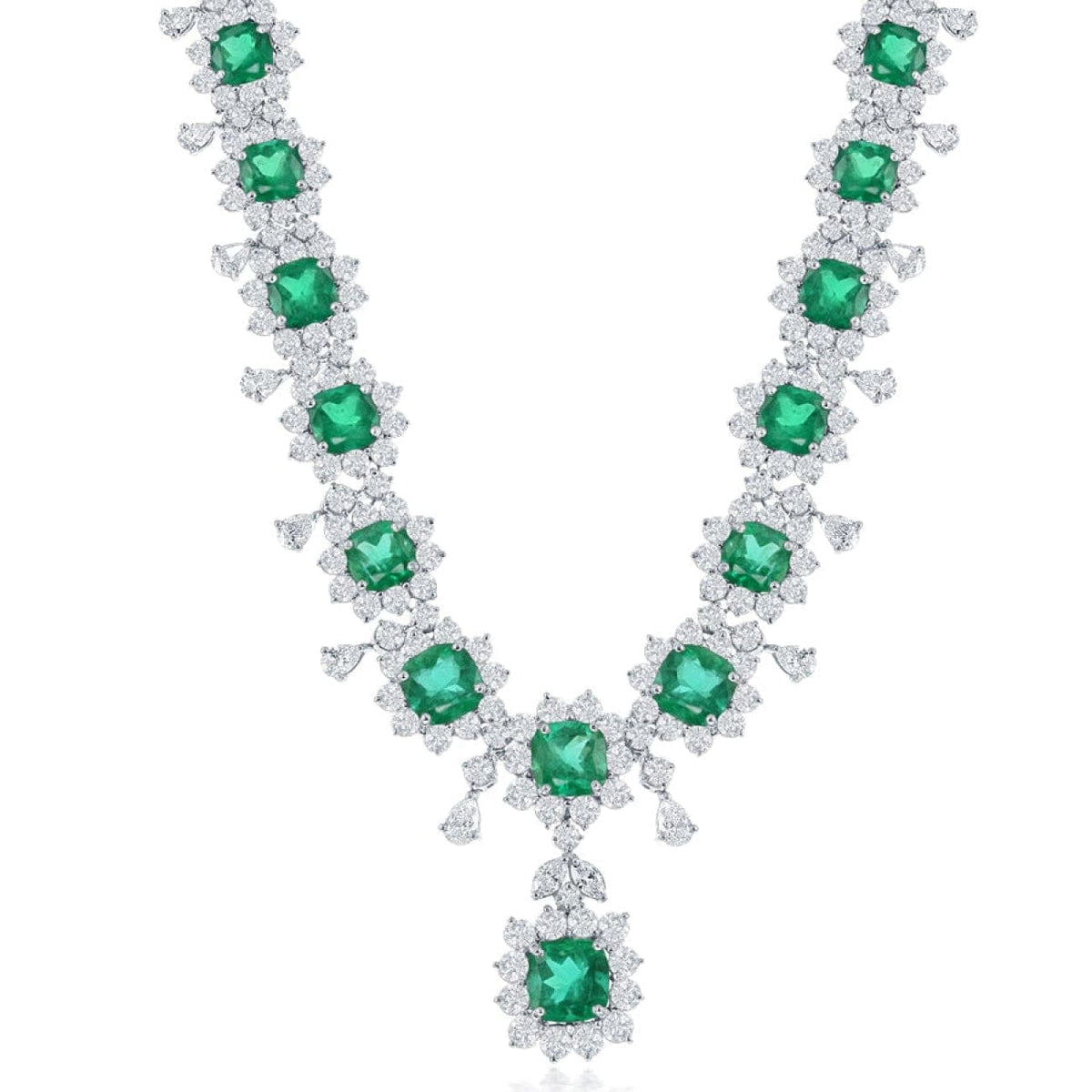 Manfredi Jewels Jewelry - PLATINUM DIAMOND AND EMERALD NECKLACE | Manfredi Jewels