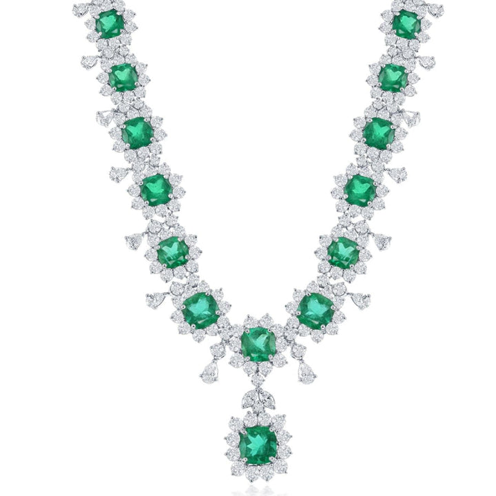 Manfredi Jewels Jewelry - PLATINUM DIAMOND AND EMERALD NECKLACE | Manfredi Jewels
