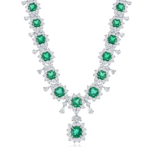 Manfredi Jewels Jewelry - PLATINUM DIAMOND AND EMERALD NECKLACE