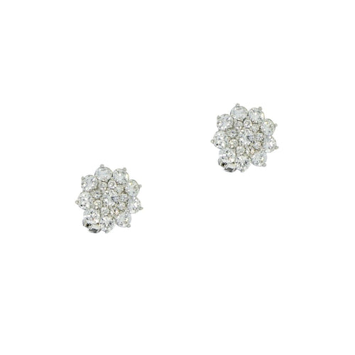 Manfredi Jewels Jewelry - Platinum Diamond Cluster Earrings
