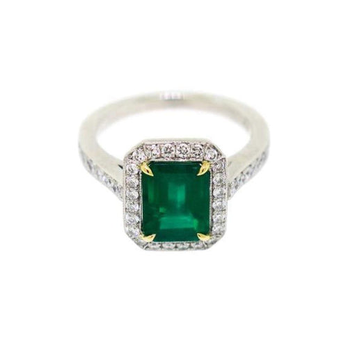 Manfredi Jewels Jewelry - Platinum Emerald and Diamond Ring
