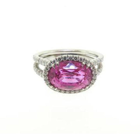 Platinum Pink Sapphire and Diamond Ring