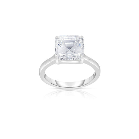 Platinum Square Emerald cut Diamond Engagement Ring