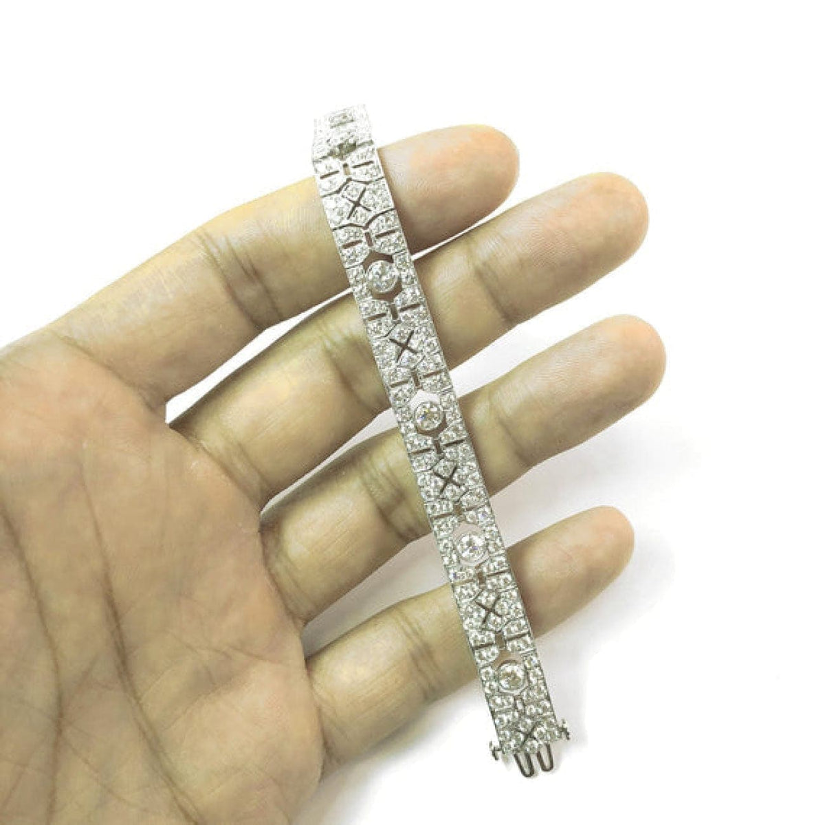 Manfredi Jewels Jewelry - RETRO INSPIRED ROUND CUT WHITE DIAMONDS 10.21 CARAT LINK PLATINUM BRACELET | Manfredi Jewels