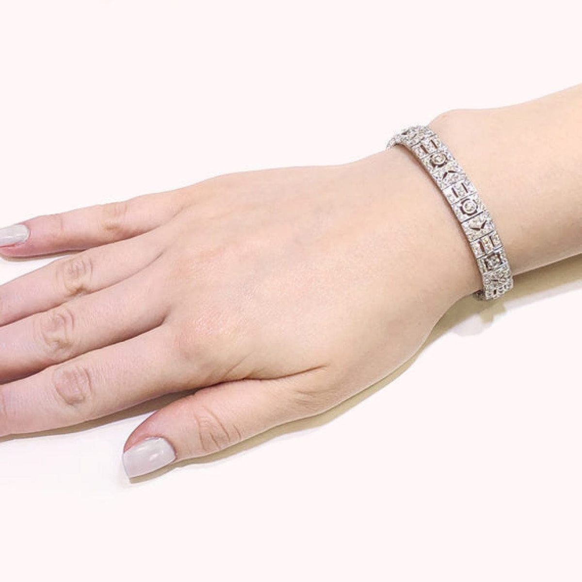 Manfredi Jewels Jewelry - RETRO INSPIRED ROUND CUT WHITE DIAMONDS 10.21 CARAT LINK PLATINUM BRACELET | Manfredi Jewels