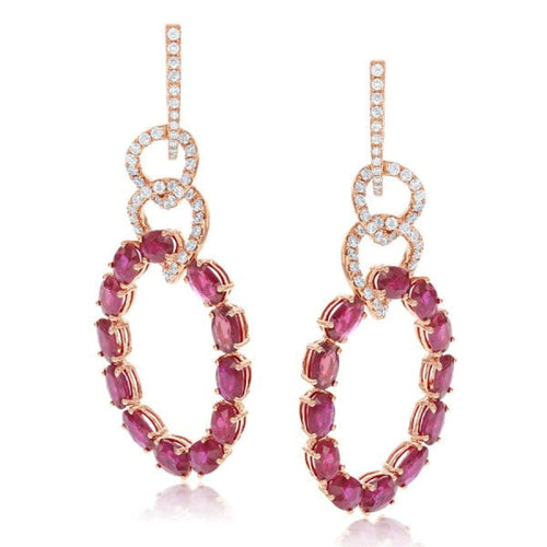 Manfredi Jewels Jewelry - Rose Gold Ruby and Diamond Earrings
