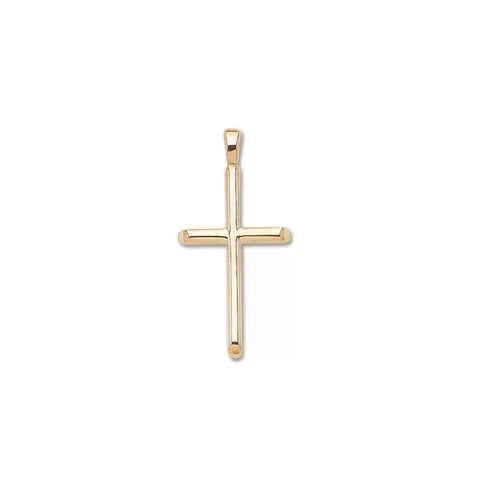 SOLID 14K-Y LARGE HALF ROUND CROSS