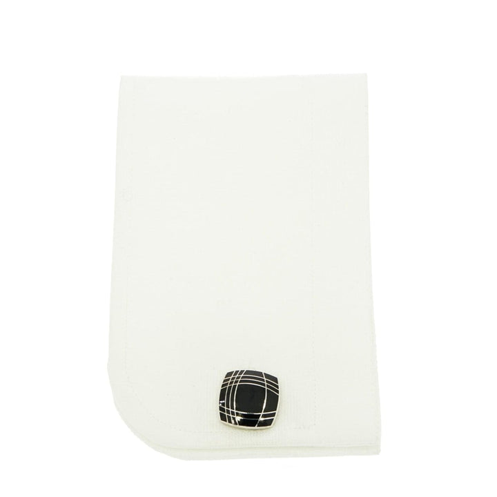 Manfredi Jewels Accessories - Squared Black Enameled Sterling Silver Cufflinks | Manfredi Jewels