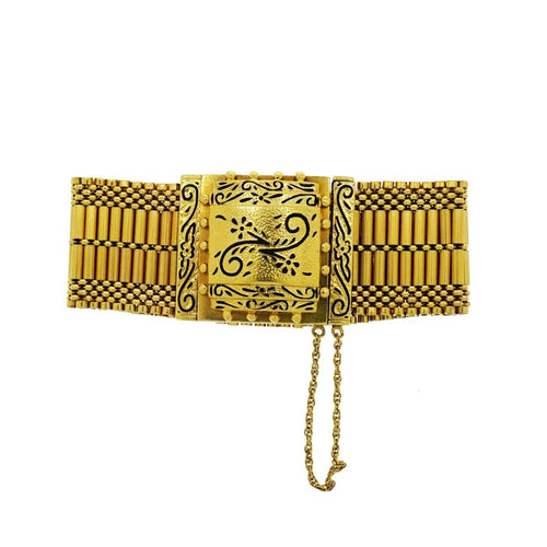 Manfredi Jewels Estate Jewelry - Vintage Geneva Yellow Gold Watch Bracelet