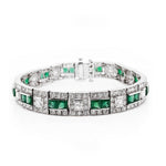 Manfredi Jewels Jewelry - ZAMBIAN PRINCESS CUT EMERALDS 6.28 CT DIAMOND PLATINUM BRACELET