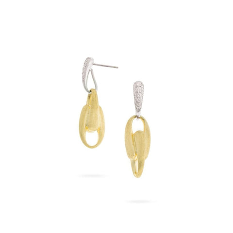 18K Yellow Gold and Diamond Link Drop Earrings