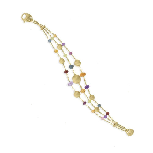 Marco Bicego Jewelry - 18K yellow gold and gemstone triple strand bracelet | Manfredi Jewels