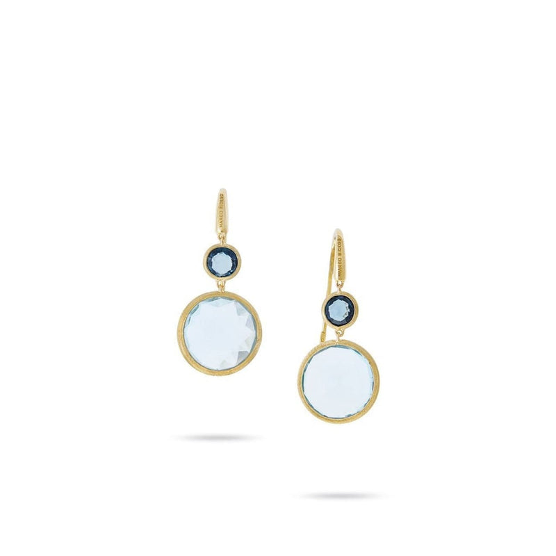 Marco Bicego Jewelry - 18K Yellow Gold and Mixed Blue Topaz Drop Earrings | Manfredi Jewels