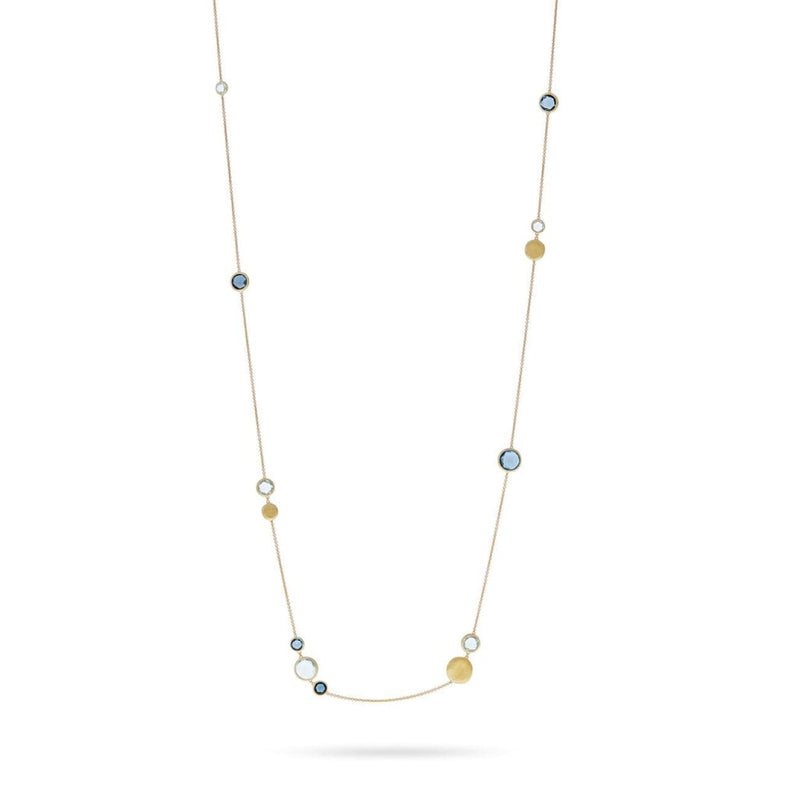 Marco Bicego Jewelry - 18K Yellow Gold and Mixed Blue Topaz Long Necklace | Manfredi Jewels