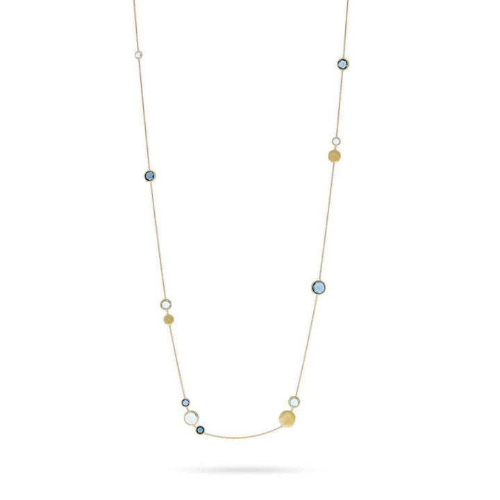 Marco Bicego Jewelry - 18K Yellow Gold and Mixed Blue Topaz Long Necklace | Manfredi Jewels