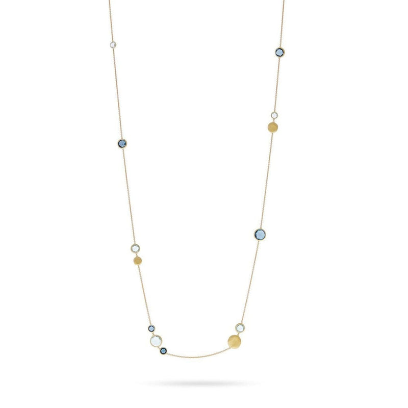 Marco Bicego Jewelry - 18K Yellow Gold and Mixed Blue Topaz Long Necklace | Manfredi Jewels