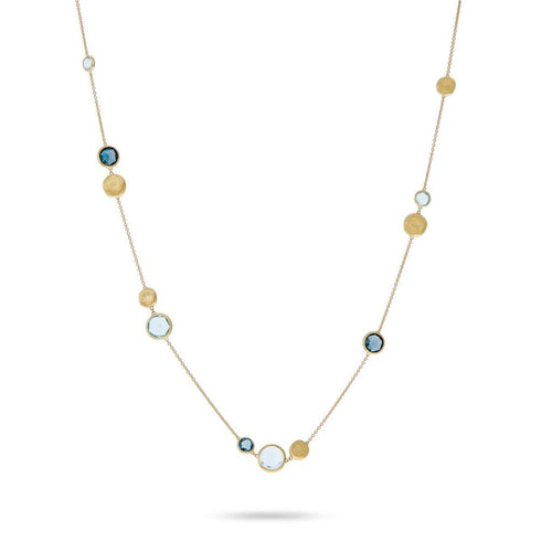Marco Bicego Jewelry - 18K Yellow Gold and Mixed Blue Topaz Necklace | Manfredi Jewels