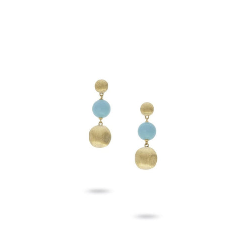 18K Yellow Gold and Turquoise Drop Earrings