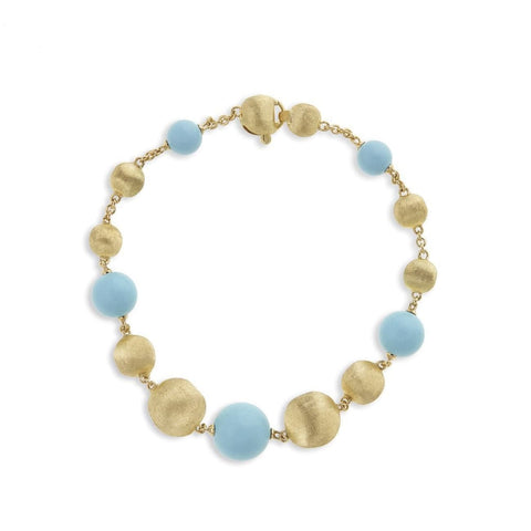 18K Yellow Gold and Turquoise Mixed Bead Bracelet