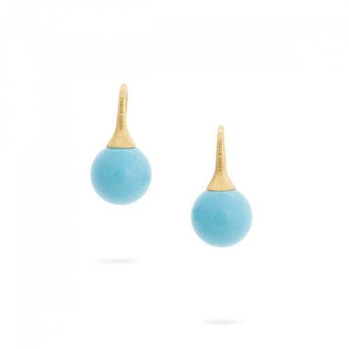Marco Bicego Jewelry - 18K Yellow Gold and Turquoise Small French Wire Earrings | Manfredi Jewels