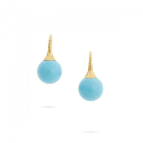 Marco Bicego 18K Yellow Gold and Turquoise Small French Wire Earrings