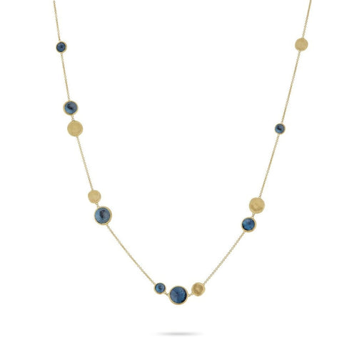 Marco Bicego Jewelry - 18K Yellow Gold Bead & London Blue Topaz Necklace | Manfredi Jewels