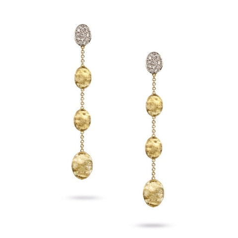 18K Yellow Gold & Diamond Pave Four Drop Earrings