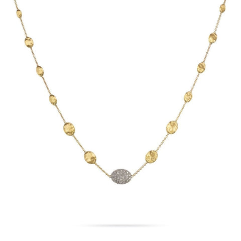 18K Yellow Gold & Diamond Pave Graduated Short Necklace