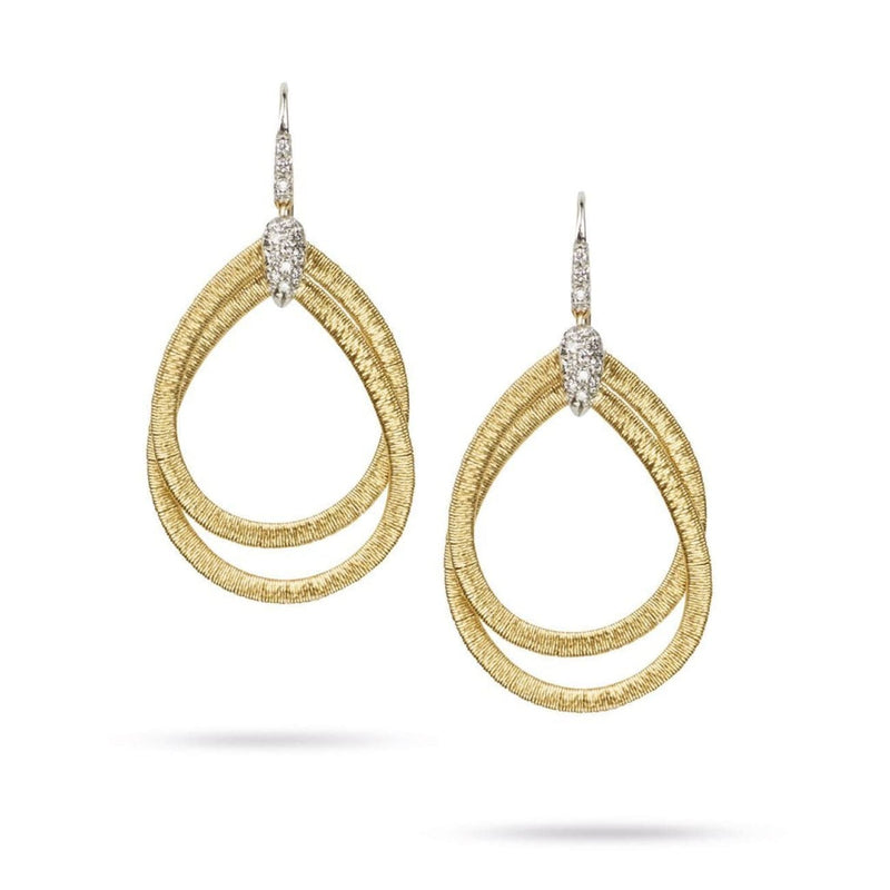 Marco Bicego Jewelry - 18K Yellow Gold & Diamond Small Drop Woven Earrings | Manfredi Jewels