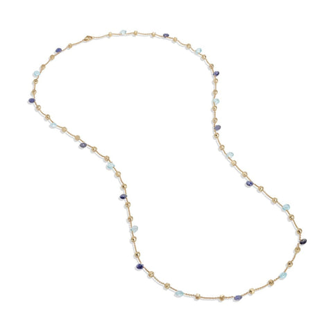 18k yellow gold IOLITE & BLUE TOPAZ 36" PARADISE NECKLACE