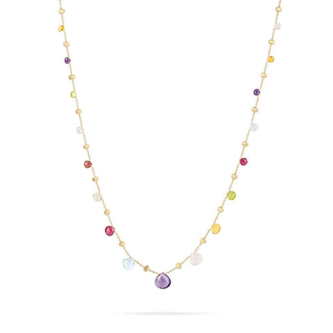 18K Yellow Gold & Mixed Stone Graduated Short Necklace
