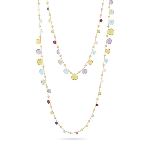 Marco Bicego Jewelry - 18K Yellow Gold & Mixed Stone Triple Wave Necklace | Manfredi Jewels