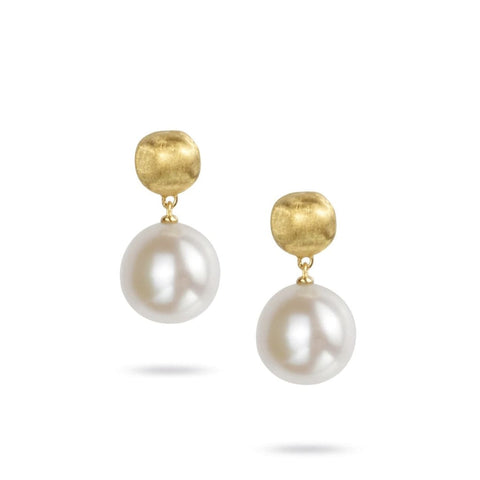 18K Yellow Gold & Pearl Drop Earrings