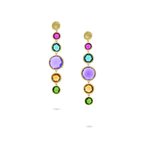 18K Yellow Gold with Bold Gemstone Drop Earrings