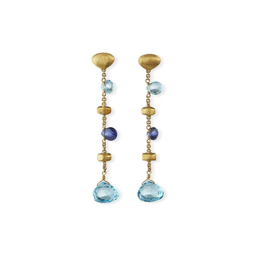 Marco Bicego Jewelry - 18KT YELLOW GOLD BLUE TOPAZ & IOLITE PARADISE DROP EARRINGS | Manfredi Jewels
