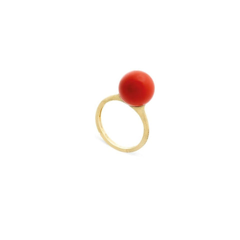 Africa Boules 18K Yellow Gold and Coral Ring