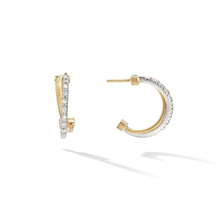 Marco Bicego Jewelry - Goa Collection 18K Yellow Gold Pave Diamond Crossover Hoop Earrings In Yellow Gold | Manfredi Jewels