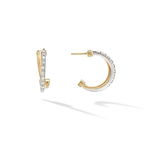 Goa Collection 18K Yellow Gold Pave Diamond Crossover Hoop Earrings In Yellow Gold